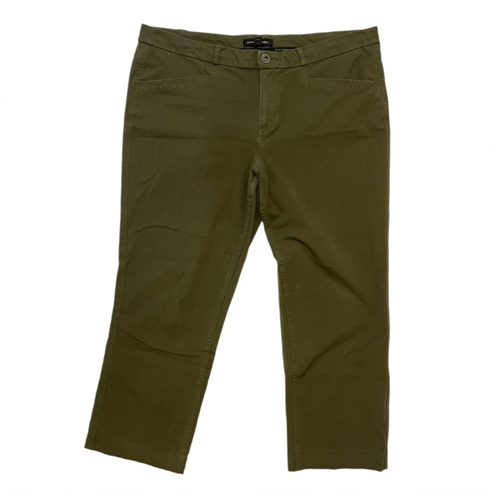 VTG Banana Republic Women's Cropped Chino Trousers Olive Green Size 14 Stretch